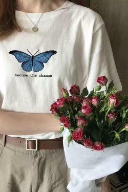 Y2K Grunge 'Become the Change' T-Shirt - Retro 90s Fashion, Summer Outfits, Pastel Goth Style