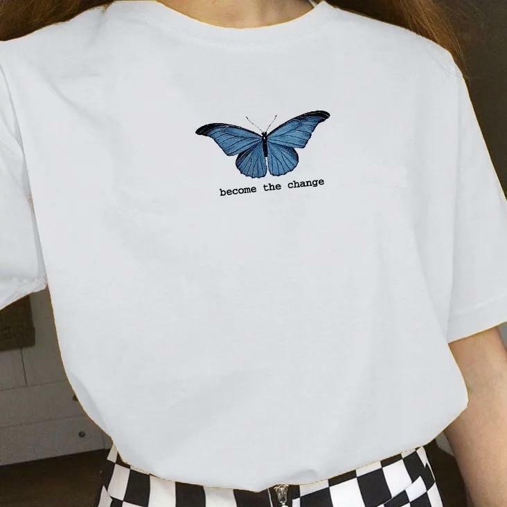 Y2K Grunge 'Become the Change' T-Shirt - Retro 90s Fashion, Summer Outfits, Pastel Goth Style