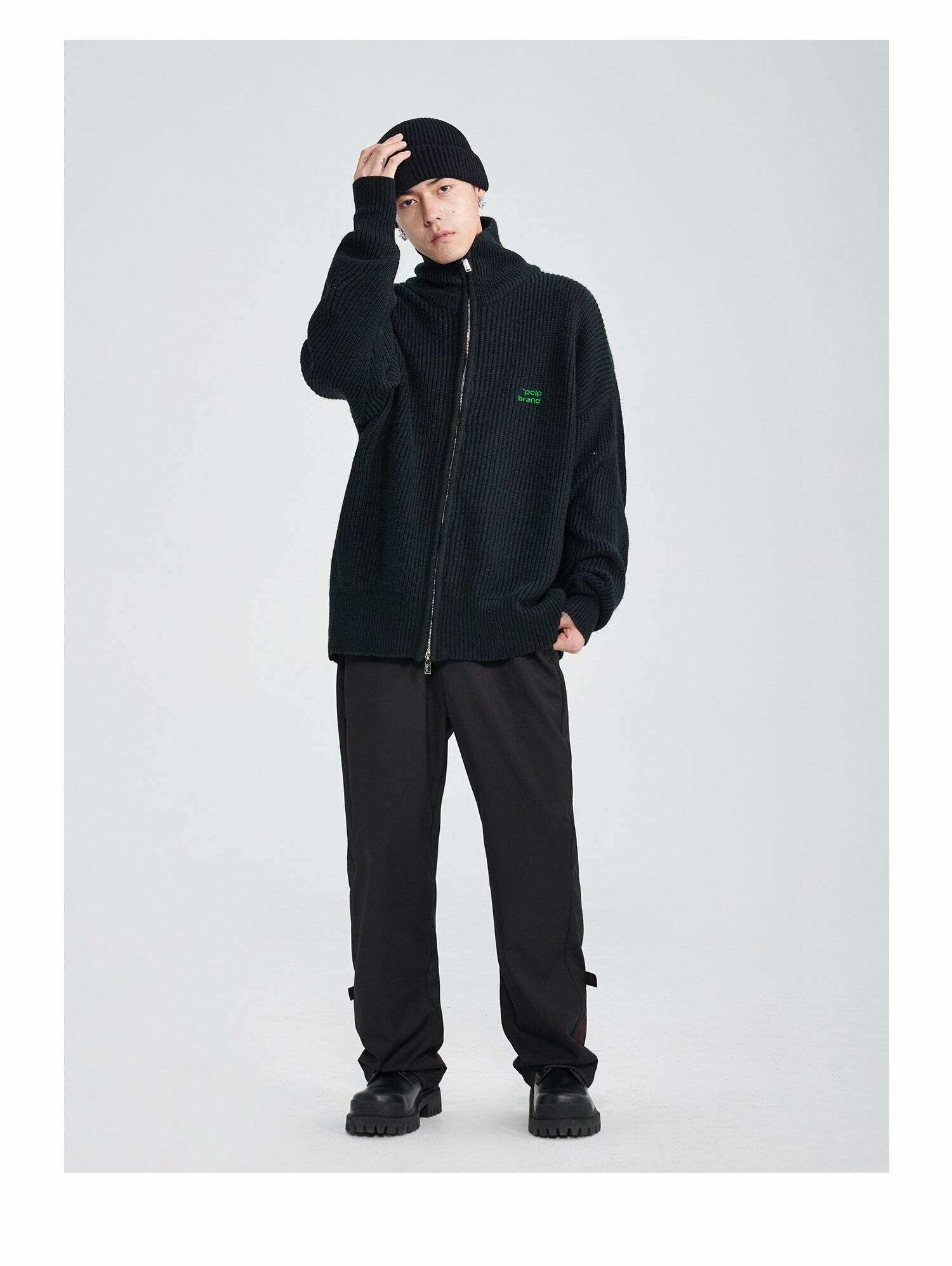 Y2K Grunge 'Mind Control' Stand Collar Jacket - 90s Retro, Gothic, and Pastel Goth Fashion
