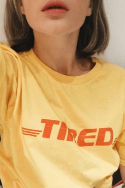 Y2K Grunge 'Tired' T-Shirt - Retro 90s Fashion, Summer Y2K Outfits, Baby Tees,