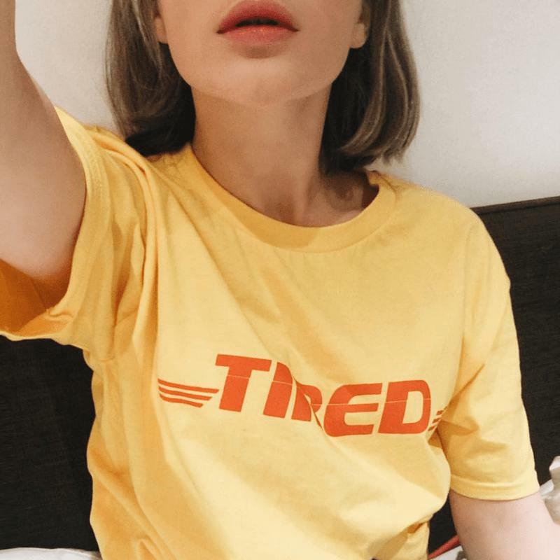 Y2K Grunge 'Tired' T-Shirt - Retro 90s Fashion, Summer Y2K Outfits, Baby Tees,