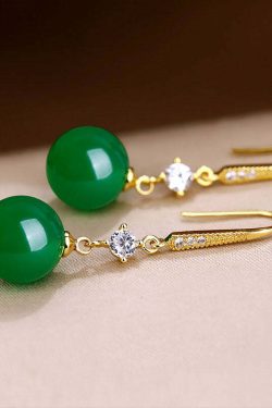Y2K Grunge 14K Gold Agate Zircon Drop Earrings - Retro 90s Fashion, Summer Y2K Outfits