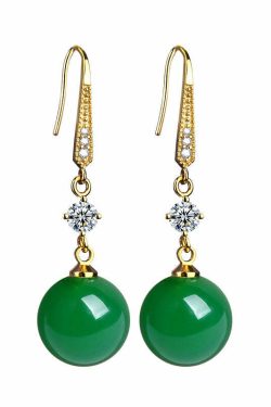 Y2K Grunge 14K Gold Agate Zircon Drop Earrings - Retro 90s Fashion, Summer Y2K Outfits