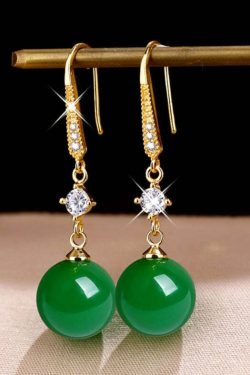 Y2K Grunge 14K Gold Agate Zircon Drop Earrings - Retro 90s Fashion, Summer Y2K Outfits