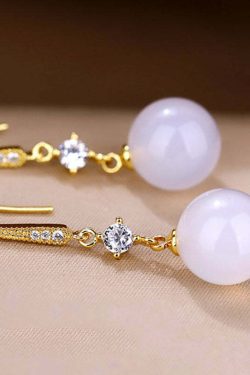 Y2K Grunge 14K Gold Agate Zircon Drop Earrings - Retro 90s Fashion, Summer Y2K Outfits
