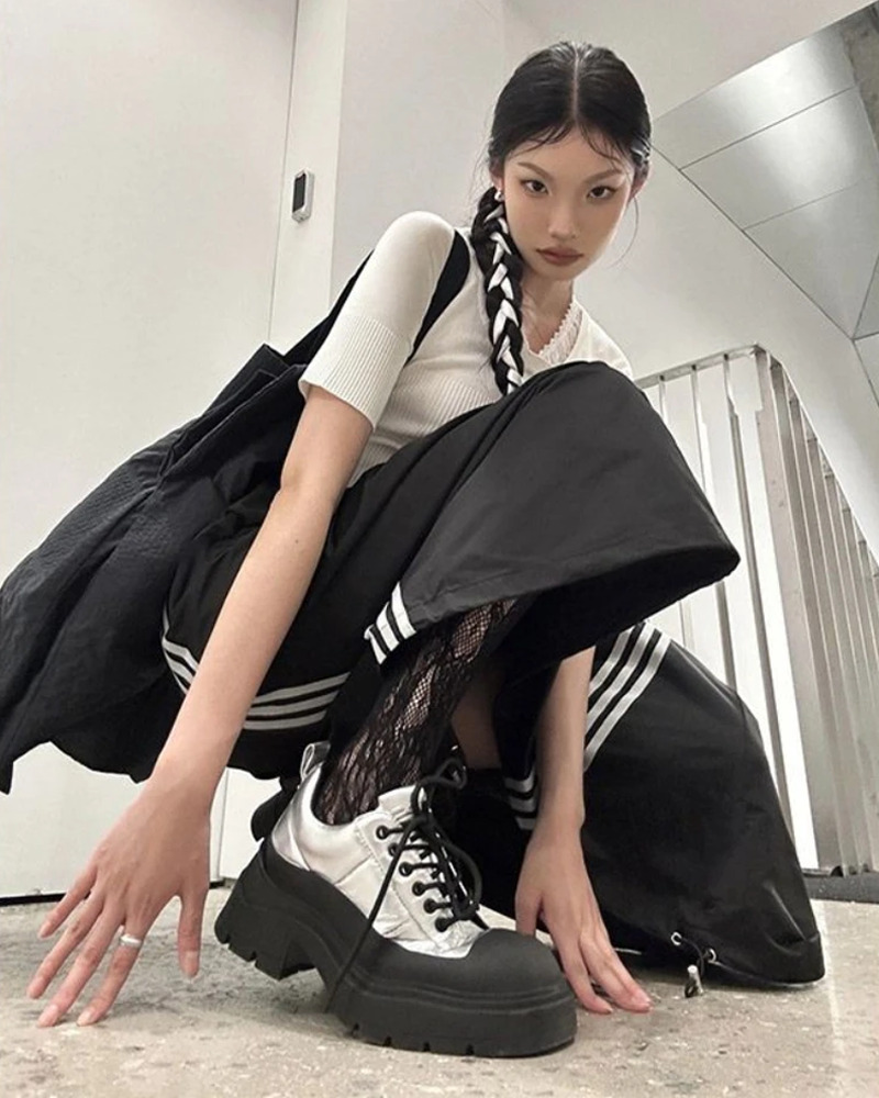 Y2K Grunge 3 Stripes Maxi Skirt - Retro 90s Fashion, Summer Y2K Outfits, Gothic Y2K