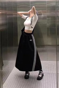 Y2K Grunge 3 Stripes Maxi Skirt - Retro 90s Fashion, Summer Y2K Outfits, Gothic Y2K