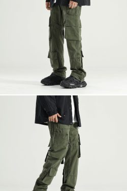 Y2K Grunge 90s Retro GTRG 8 Pocket Straight-Leg Cargo Pants - Y2K Summer & Party Outfits