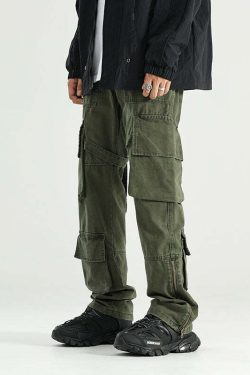 Y2K Grunge 90s Retro GTRG 8 Pocket Straight-Leg Cargo Pants - Y2K Summer & Party Outfits