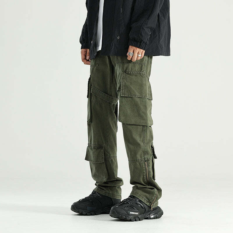 Y2K Grunge 90s Retro GTRG 8 Pocket Straight-Leg Cargo Pants - Y2K Summer & Party Outfits