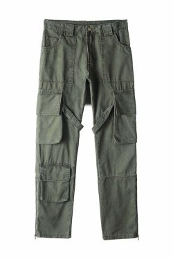 Y2K Grunge 90s Retro GTRG 8 Pocket Straight-Leg Cargo Pants - Y2K Summer & Party Outfits