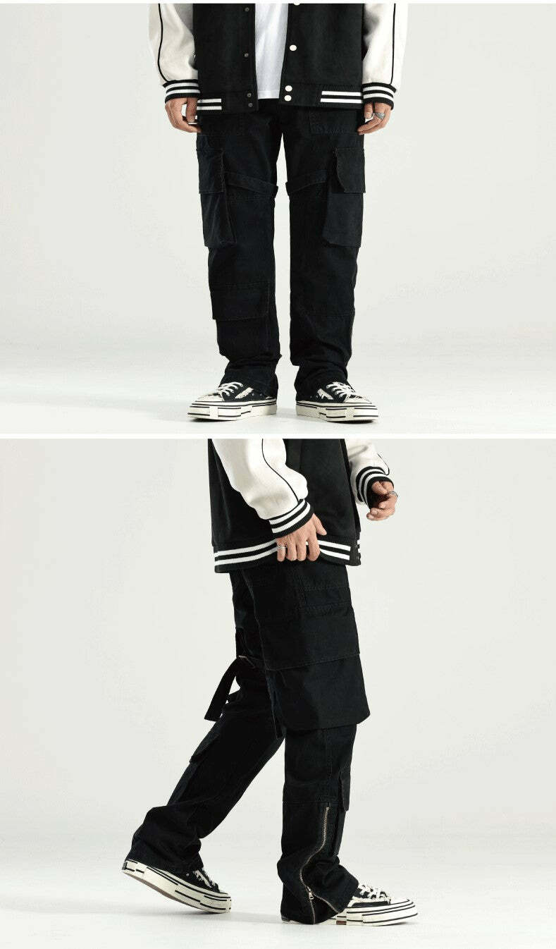 Y2K Grunge 90s Retro GTRG 8 Pocket Straight-Leg Cargo Pants - Y2K Summer & Party Outfits