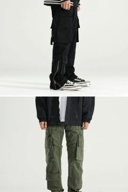 Y2K Grunge 90s Retro GTRG 8 Pocket Straight-Leg Cargo Pants - Y2K Summer & Party Outfits