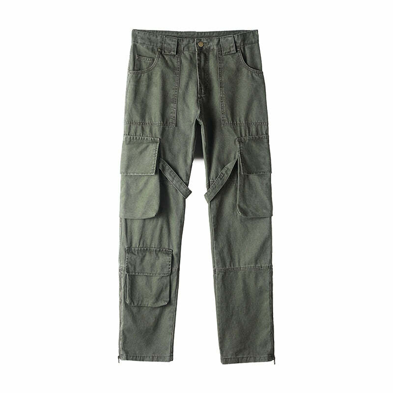 Y2K Grunge 90s Retro GTRG 8 Pocket Straight-Leg Cargo Pants - Y2K Summer & Party Outfits