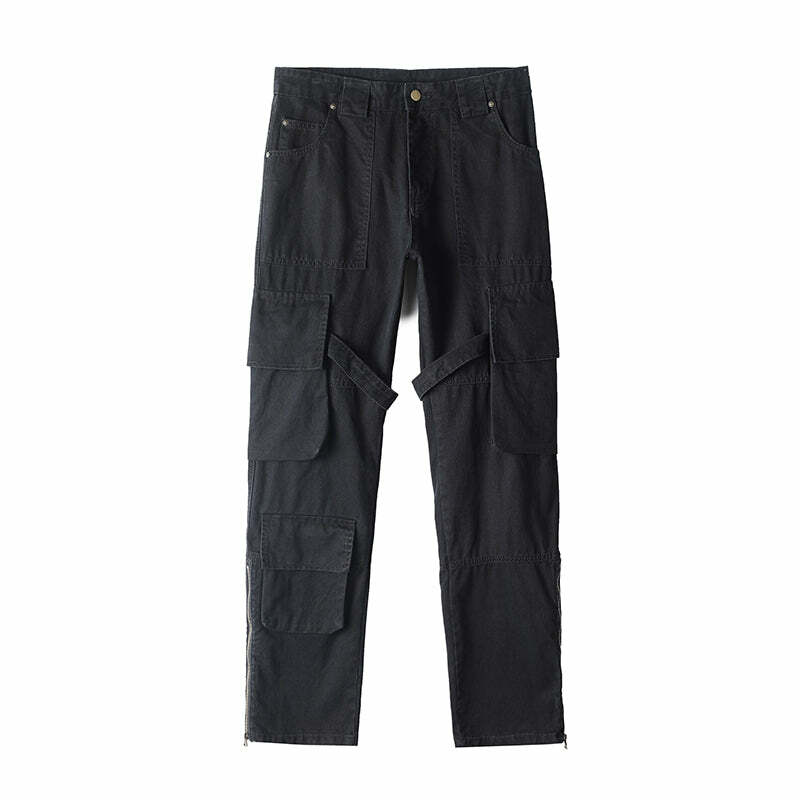 Y2K Grunge 90s Retro GTRG 8 Pocket Straight-Leg Cargo Pants - Y2K Summer & Party Outfits