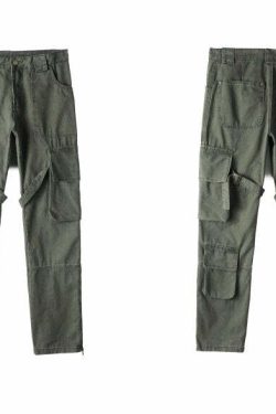 Y2K Grunge 90s Retro GTRG 8 Pocket Straight-Leg Cargo Pants - Y2K Summer & Party Outfits