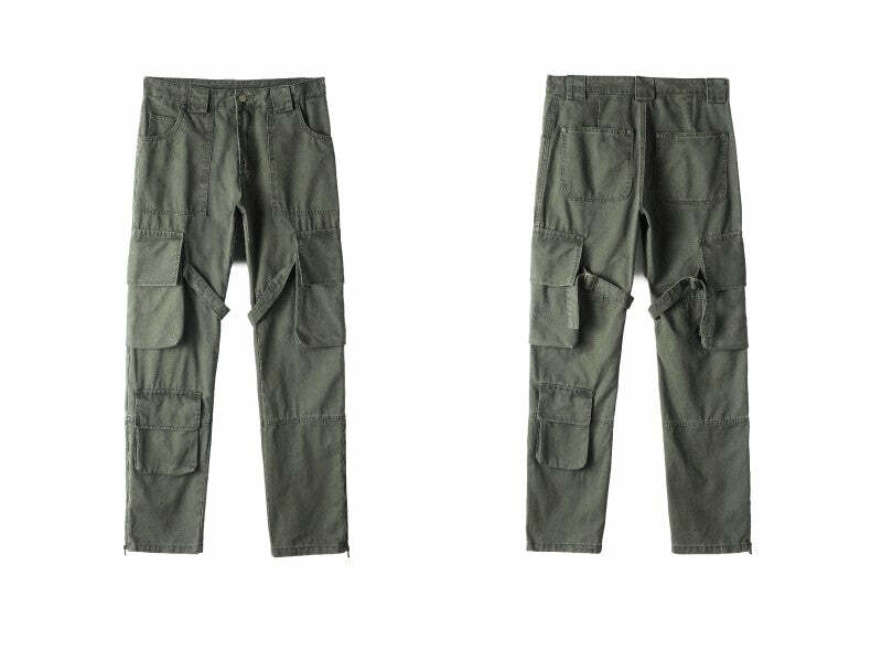 Y2K Grunge 90s Retro GTRG 8 Pocket Straight-Leg Cargo Pants - Y2K Summer & Party Outfits