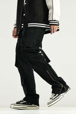 Y2K Grunge 90s Retro GTRG 8 Pocket Straight-Leg Cargo Pants - Y2K Summer & Party Outfits