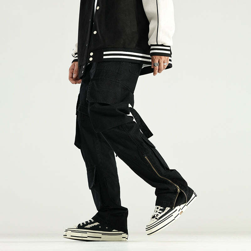 Y2K Grunge 90s Retro GTRG 8 Pocket Straight-Leg Cargo Pants - Y2K Summer & Party Outfits