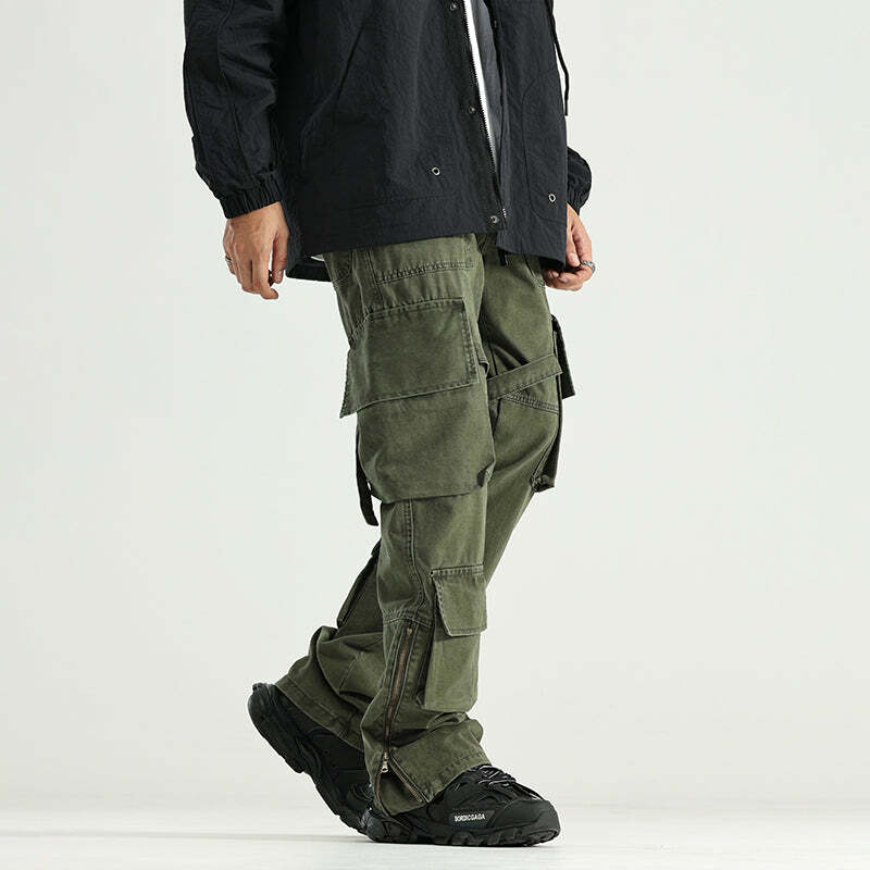 Y2K Grunge 90s Retro GTRG 8 Pocket Straight-Leg Cargo Pants - Y2K Summer & Party Outfits