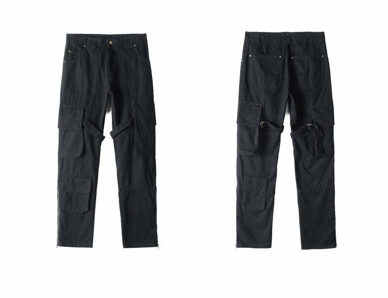 Y2K Grunge 90s Retro GTRG 8 Pocket Straight-Leg Cargo Pants - Y2K Summer & Party Outfits