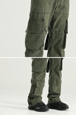 Y2K Grunge 90s Retro GTRG 8 Pocket Straight-Leg Cargo Pants - Y2K Summer & Party Outfits