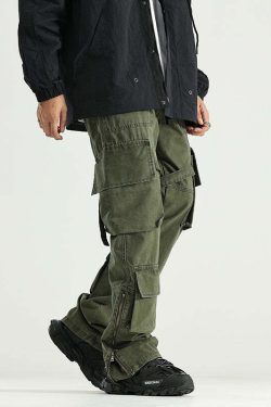 Y2K Grunge 90s Retro GTRG 8 Pocket Straight-Leg Cargo Pants - Y2K Summer & Party Outfits