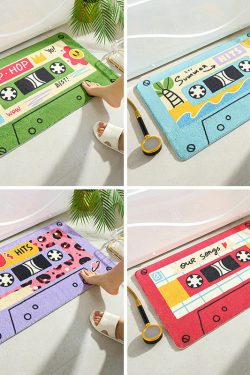 Y2K Grunge 90s Vintage Cassette Tape Rug - Retro Y2K Summer Party Decor, 90s Hip Hop Style