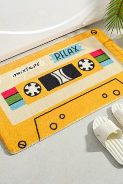Y2K Grunge 90s Vintage Cassette Tape Rug - Retro Y2K Summer Party Decor, 90s Hip Hop Style