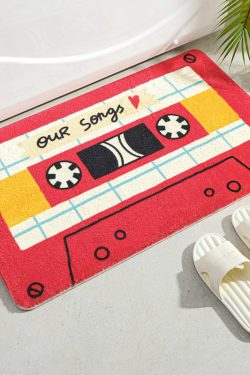 Y2K Grunge 90s Vintage Cassette Tape Rug - Retro Y2K Summer Party Decor, 90s Hip Hop Style