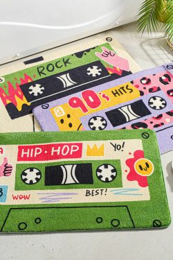 Y2K Grunge 90s Vintage Cassette Tape Rug - Retro Y2K Summer Party Decor, 90s Hip Hop Style
