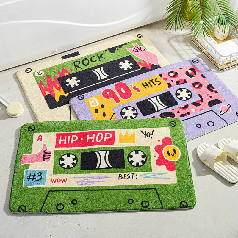 Y2K Grunge 90s Vintage Cassette Tape Rug - Retro Y2K Summer Party Decor, 90s Hip Hop Style