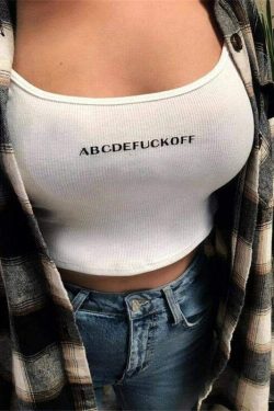 Y2K Grunge ABCDEFUCKOFF Crop Top - Retro 90s Fashion, Summer Y2K Outfits, Pastel Goth Style