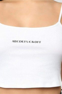 Y2K Grunge ABCDEFUCKOFF Crop Top - Retro 90s Fashion, Summer Y2K Outfits, Pastel Goth Style