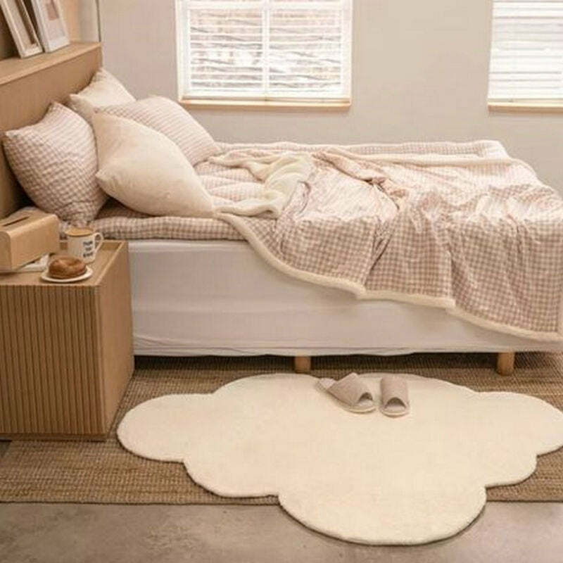 Y2K Grunge Aesthetic Rug - Cloud Bedside Carpet for Retro 90s Summer Outfits & Pastel Goth Decor