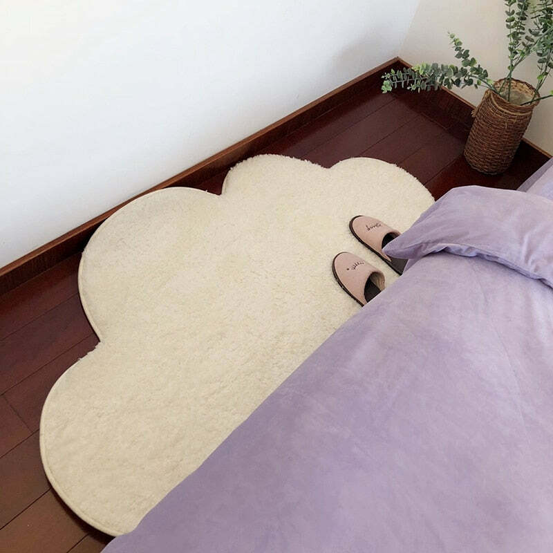 Y2K Grunge Aesthetic Rug - Cloud Bedside Carpet for Retro 90s Summer Outfits & Pastel Goth Decor