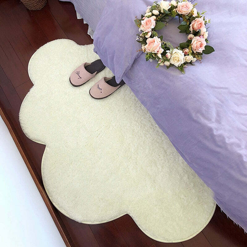 Y2K Grunge Aesthetic Rug - Cloud Bedside Carpet for Retro 90s Summer Outfits & Pastel Goth Decor