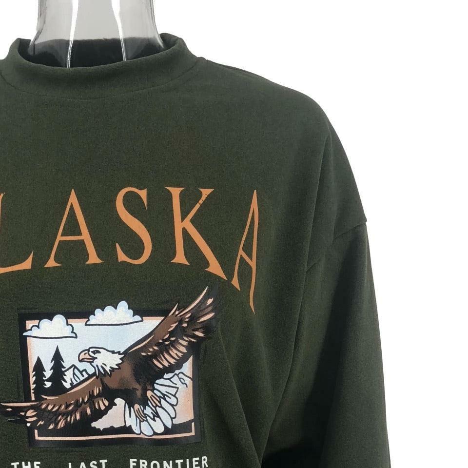 Y2K Grunge Alaska Hawk Sweatshirt - Retro 90s Fashion, Summer Y2K Outfits, Pastel Goth Style