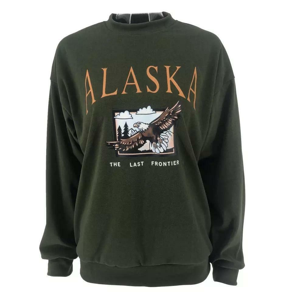 Y2K Grunge Alaska Hawk Sweatshirt - Retro 90s Fashion, Summer Y2K Outfits, Pastel Goth Style
