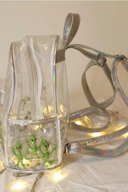 Y2K Grunge Alien Invasion Transparent Backpack - Perfect for 90s and Y2K Summer Outfits