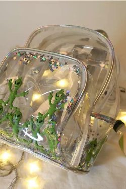 Y2K Grunge Alien Invasion Transparent Backpack - Perfect for 90s and Y2K Summer Outfits