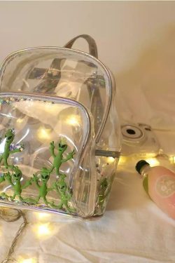 Y2K Grunge Alien Invasion Transparent Backpack - Perfect for 90s and Y2K Summer Outfits