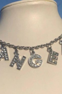 Y2K Grunge Angel Choker Necklace - Retro 90s Fashion, Pastel Goth, Y2K Party Outfits