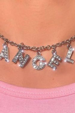 Y2K Grunge Angel Choker Necklace - Retro 90s Fashion, Pastel Goth, Y2K Party Outfits