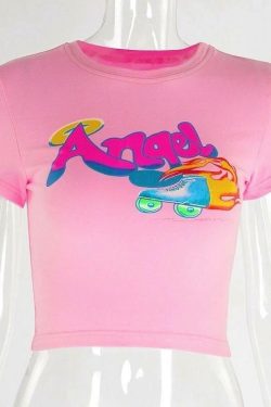Y2K Grunge Angel Crop Top - Perfect for 90s Outfits, Summer Y2K Fits, and Retro Party Looks