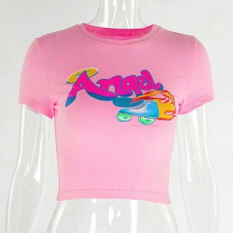 Y2K Grunge Angel Crop Top - Perfect for 90s Outfits, Summer Y2K Fits, and Retro Party Looks
