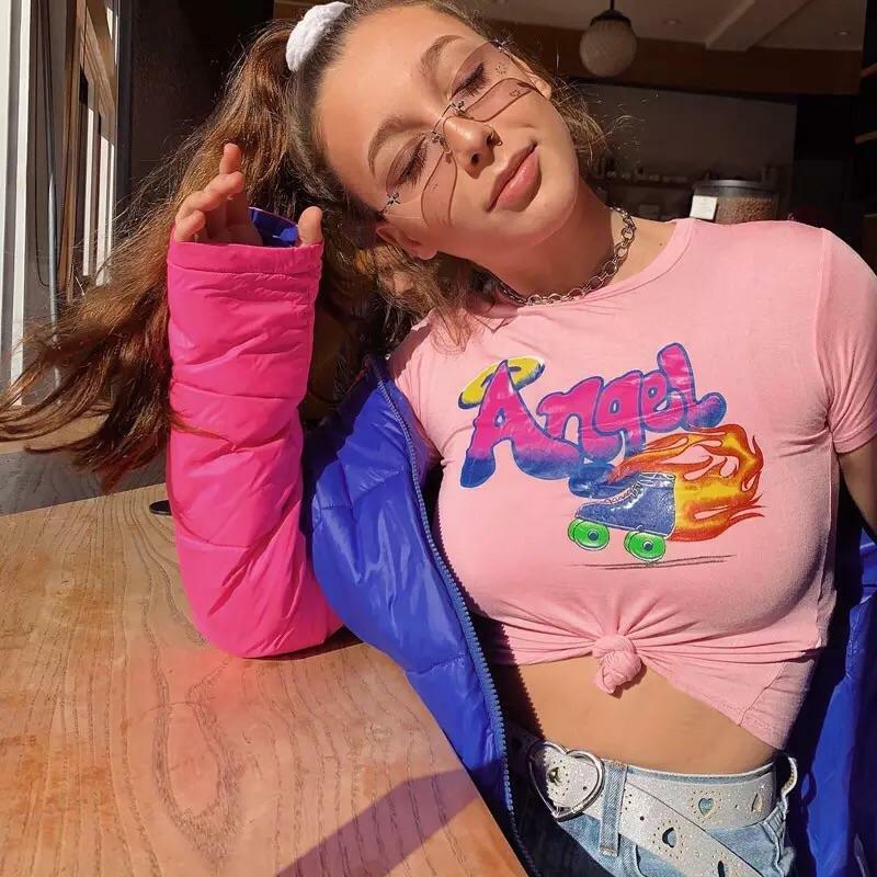 Y2K Grunge Angel Crop Top - Perfect for 90s Outfits, Summer Y2K Fits, and Retro Party Looks
