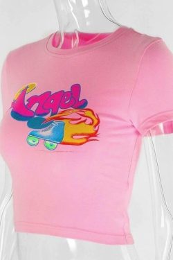 Y2K Grunge Angel Crop Top - Perfect for 90s Outfits, Summer Y2K Fits, and Retro Party Looks
