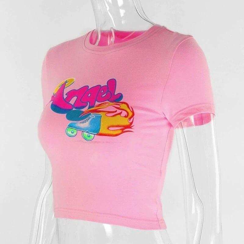 Y2K Grunge Angel Crop Top - Perfect for 90s Outfits, Summer Y2K Fits, and Retro Party Looks