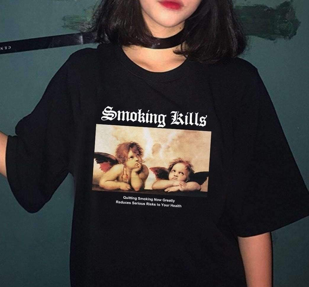 Y2K Grunge Angel Shirt - Retro 90s Fashion, Summer Y2K Outfits, Gothic Y2K Style